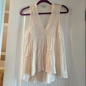 Cream/pale blush colored boho top